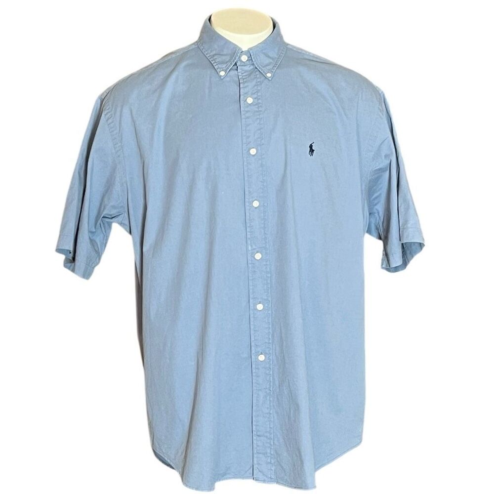 Polo Ralph Lauren Men’s Short Sleeve Button Up Light Blue Shirt Top